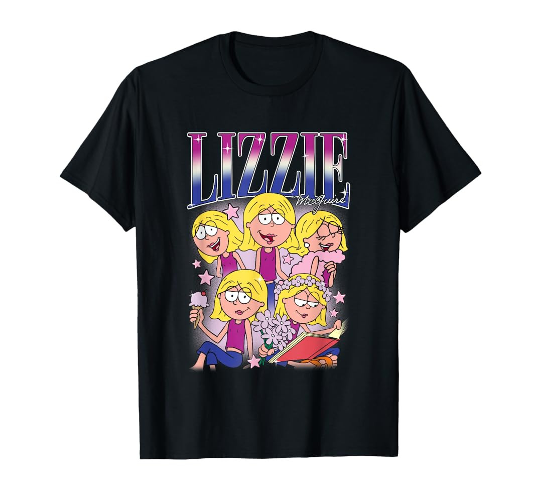 Disney Lizzy McGuire Lizzie 90s Style Collage Big Chest Logo T-Shirt | Amazon (US)