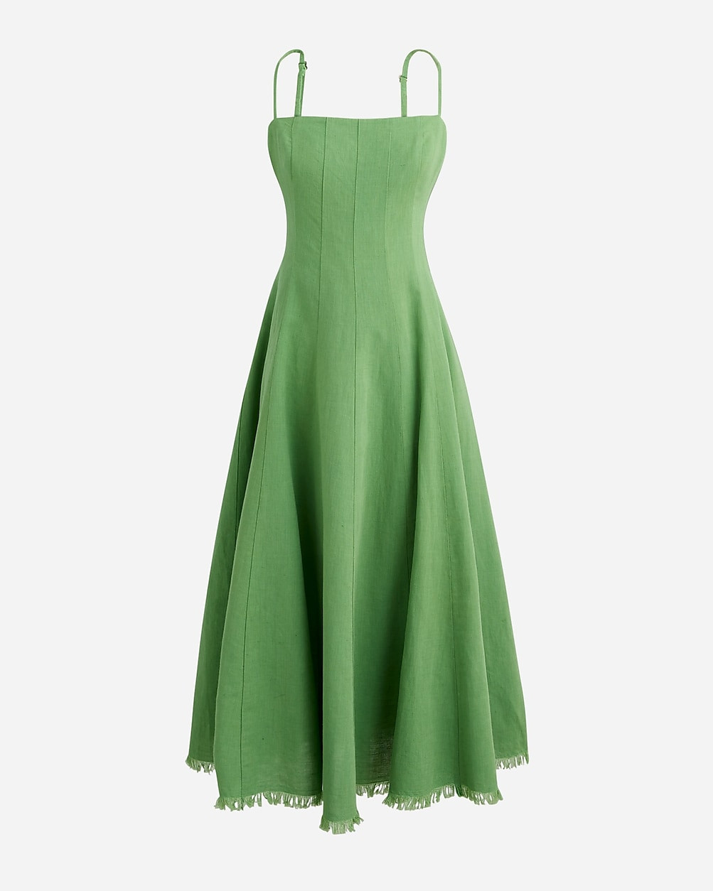 Seamed flare midi dress in linen blend | J. Crew US
