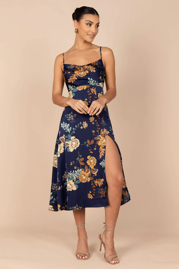 Alejandra Cowl Neck Midi Dress - Navy | Petal & Pup (US)