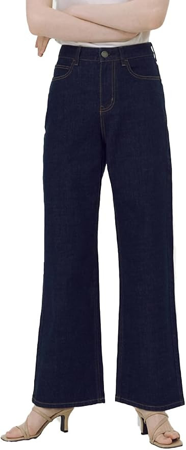 Generic Women's Wide Jeans Stretchy Sustainable Denim Pants Super Leg FGWD01, Blue | Amazon (US)