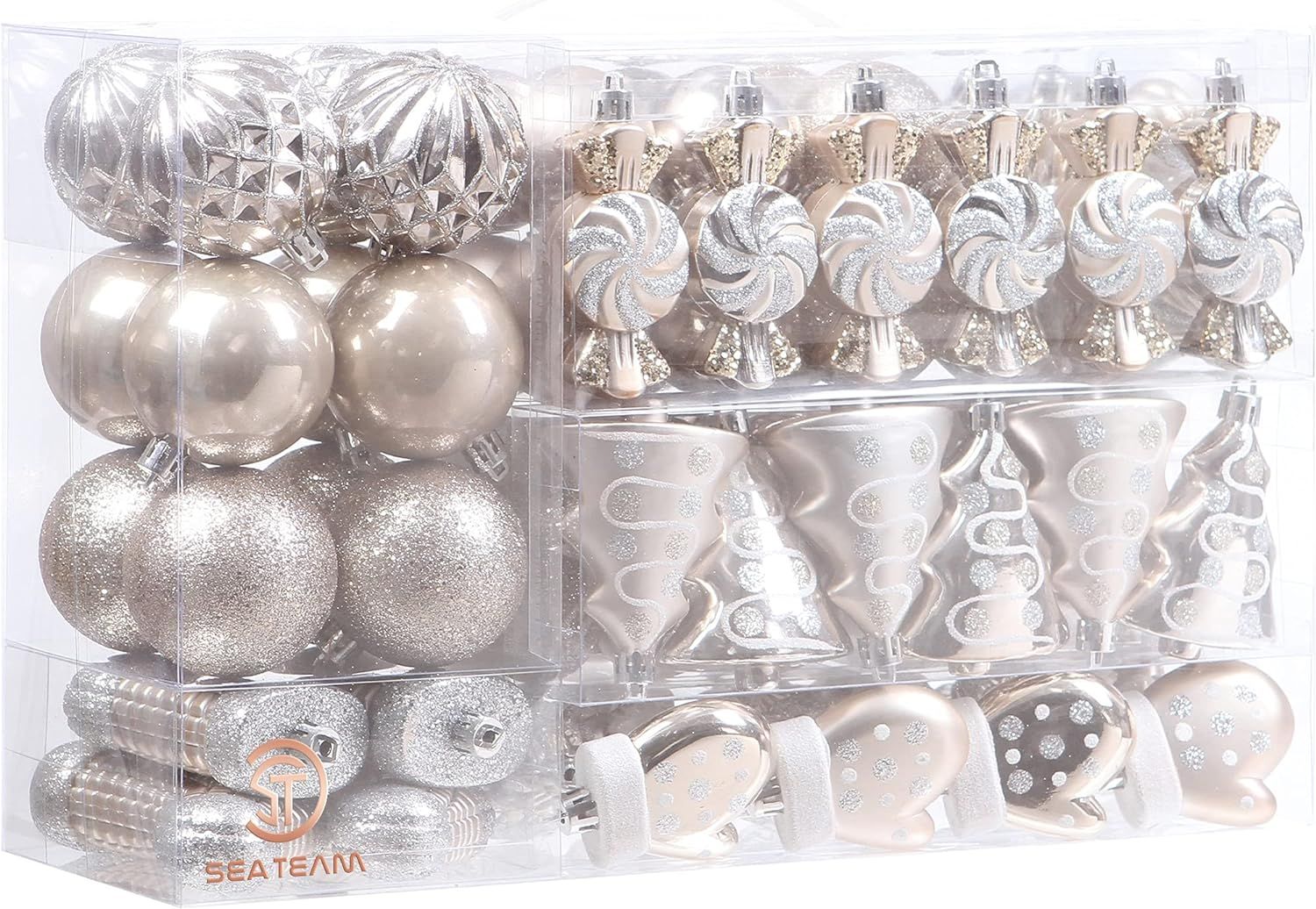 Sea Team 77-Pack Assorted Shatterproof Christmas Balls Christmas Ornaments Set Decorative Baubles... | Amazon (US)