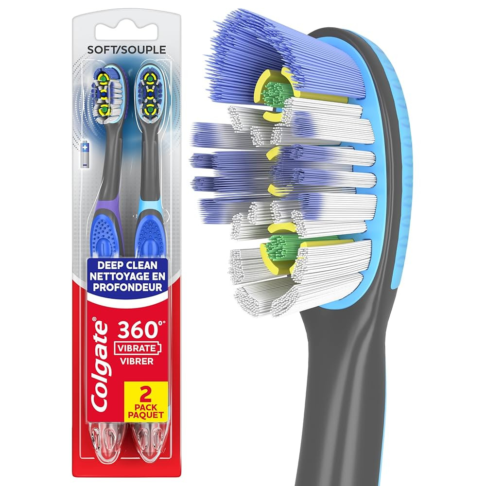 Colgate 360 Vibrate Deep Clean Battery Operated Toothbrush Pack, Disposable Electric Toothbrush w... | Amazon (US)