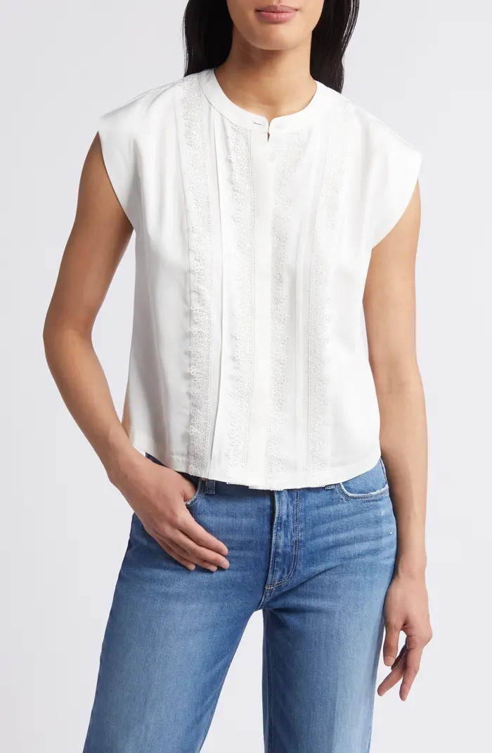 Embellished Cap Sleeve Button-Up Shirt | Nordstrom