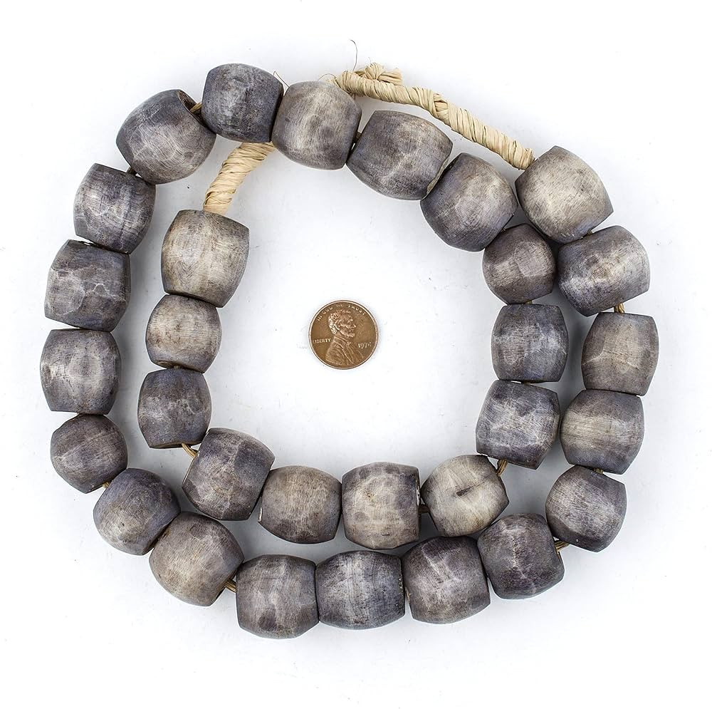TheBeadChest Dark Grey Kenya Bone Beads Sphere 22mm African Round Large Hole 30 Inch Strand Handm... | Amazon (US)