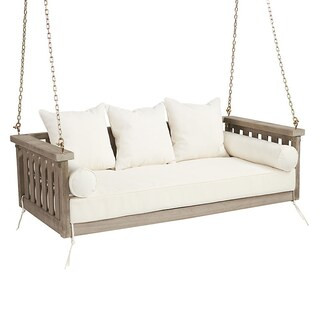 Sunday Porch Swing with Cushions & Pillows in FSC Eucalyptus | Ballard Designs, Inc.