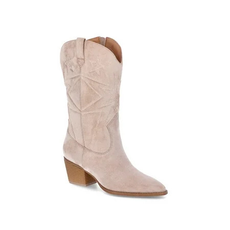 Time and Tru Women s Faux Suede Embroidered Western Boots Wide Width Available | Walmart (US)