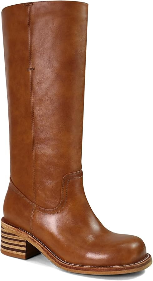 UBWDU Women's Knee High Boots Chunky Block Heel Long Boots Square Toe Low Heel Boots for Women | Amazon (US)