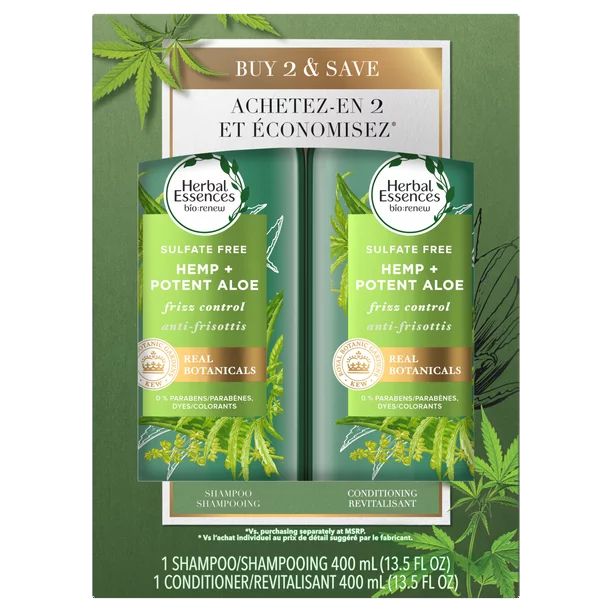Herbal Essences Hemp & Aloe Frizz Control Shampoo & Conditioner 13.5oz | Walmart (US)