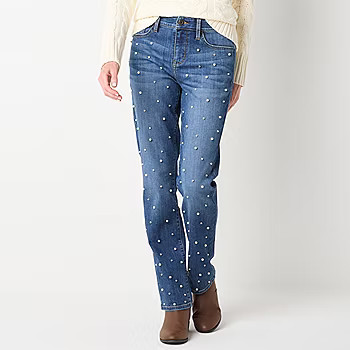 St. John's Bay Pearl Womens Mid Rise Straight Leg Jean | JCPenney