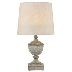 Rosalie French Antique Grey Composite Natural Linen Shade Outdoor Table Lamp | Kathy Kuo Home