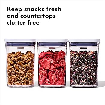 OXO Good Grips 3-PC Small Square Short POP Container Set, White,Grey | Amazon (US)