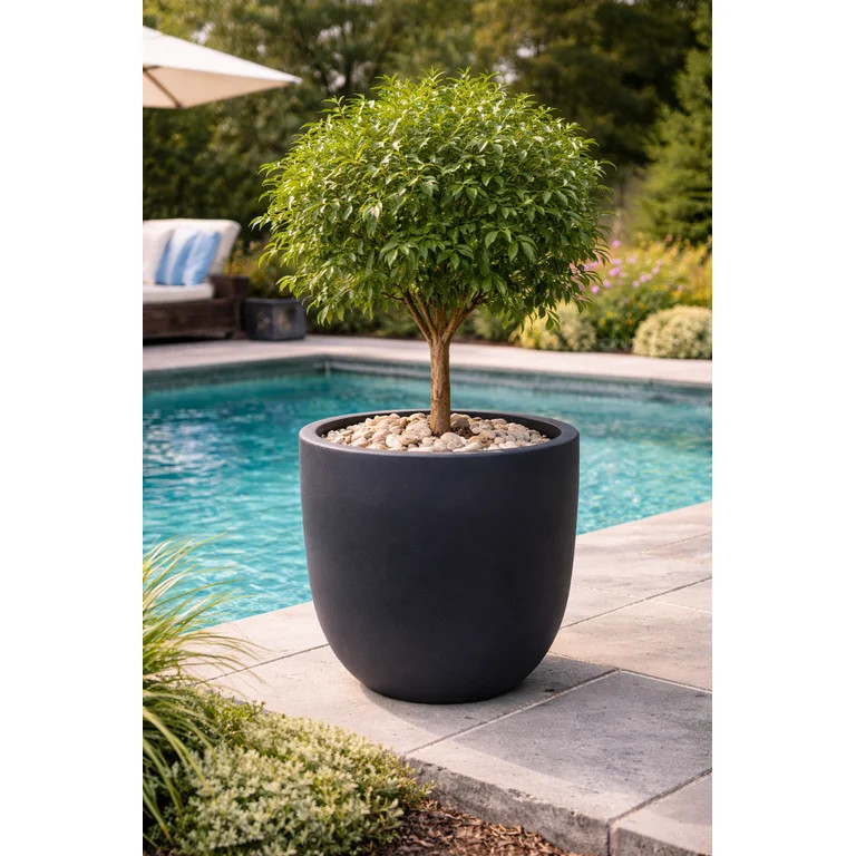 Magic garden Mosswood Resin Planter Matte Black Finish 18 Inch | Walmart (US)