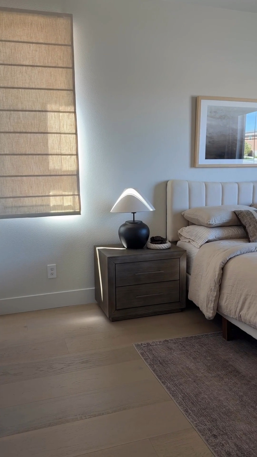 So happy with the convenience of our smart Roman shades and how beautifully the linen shades and curtains work together in this space! 

@cozyology

Details: 

Lena Linen Motorized Roman Shade
Color: Moonlight Beige-L2303
Lift Type: Remote + Voice Control + 1 Hub
Installation Method: Outside Mount
Fold Style: Plain
Liner Blackout Level: Light Filtering Standard Privacy Liner

Lena Linen Pleated Drapery
Color: Soft Pebble-L2311
Header Style: Triple Pleat
Triple Pleat Position: Triple French
Pleat (Bottom)
Liner: unlined
Memory shape: Yes

My exclusive code: TERESSA18 for 18% off! 

custom curtains, luxury curtains, custom drapery, window treatments, neutral curtains, linen curtains, floor to ceiling curtains, designer curtains, organic modern bedroom, cozy bedroom

#ad #paidlink 

#LTKHome