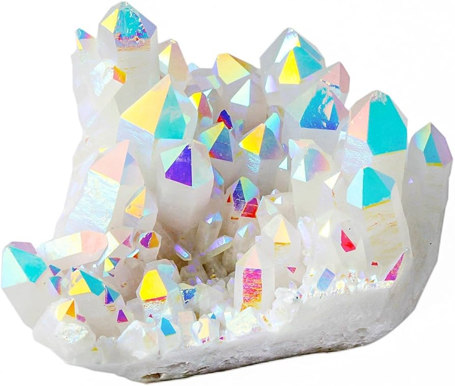 Rockcloud Healing Stone Titanium Coated AB Crystal Cluster Geode Druzy Home Decoration Gemstone S... | Amazon (US)