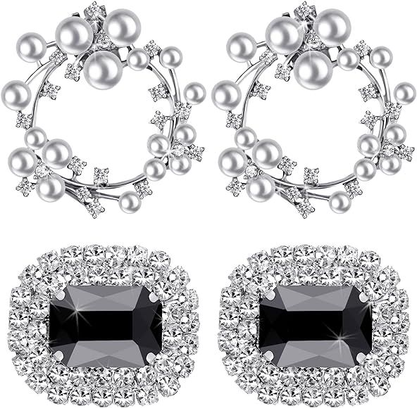 Syhood 2 Pairs Rhinestone Shoe Clips Crystal Shoe Decoration Charms Rhinestone Shoe Buckle Bridal... | Amazon (UK)