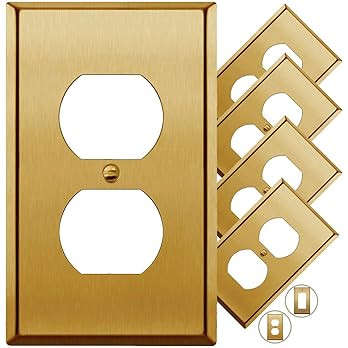 Rio Salto Metal Gold Outlet Cover or Light Switch Cover Wall Plate, Corrosion Resistant Single Du... | Amazon (US)