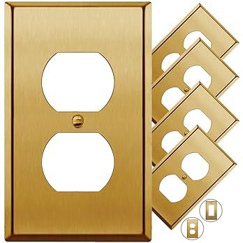 Rio Salto Metal Gold Outlet Cover or Light Switch Cover Wall Plate, Corrosion Resistant Single Du... | Amazon (US)