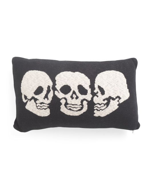 14x24 Knit Three Skulls Pillow | TJ Maxx