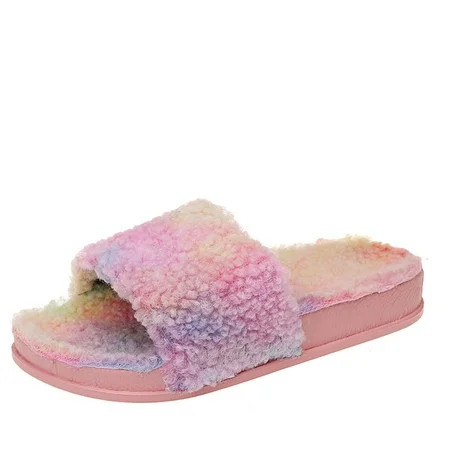 Penkiiy Women s Fuzzy Slippers Plush Sandals Cozy Furry Slides Soft Warm House ShoesWinter Slippers  | Walmart (US)