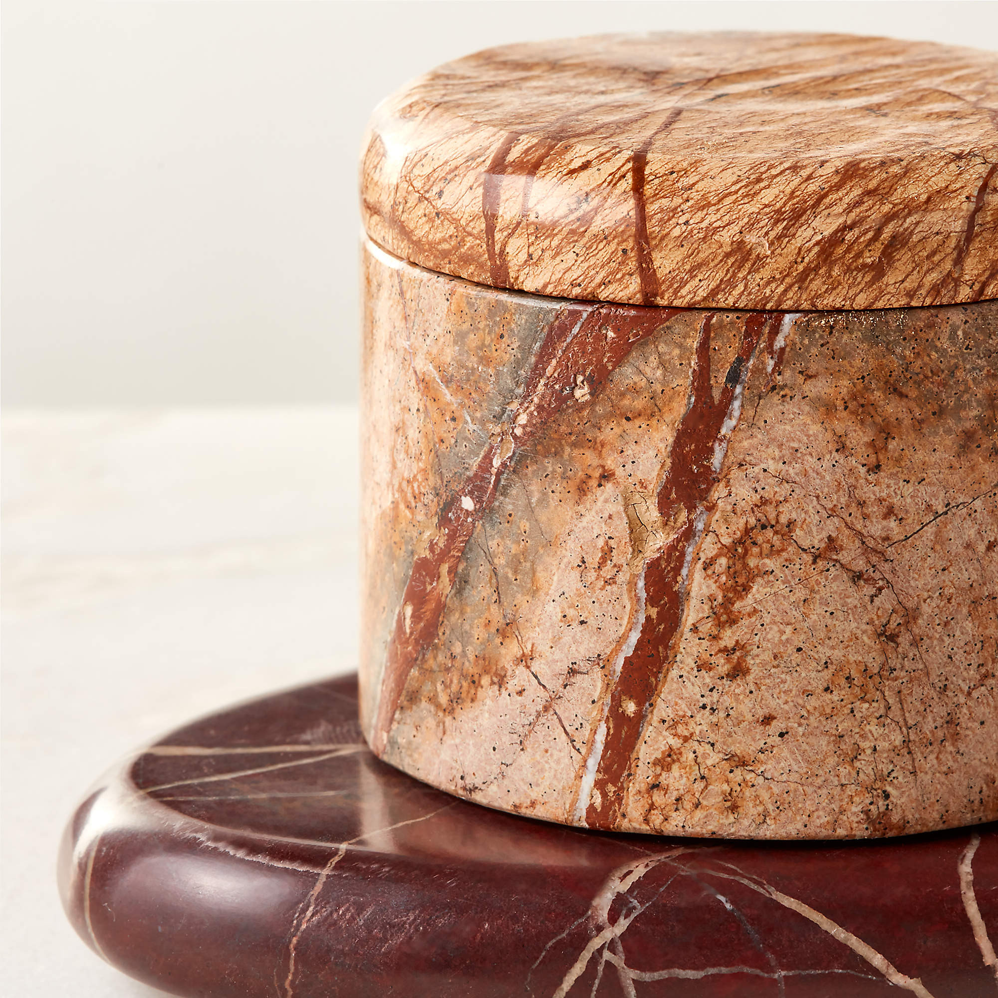 Zetes Tan and Red Marble Salt Cellars, Set of 3 + Reviews | CB2 | CB2