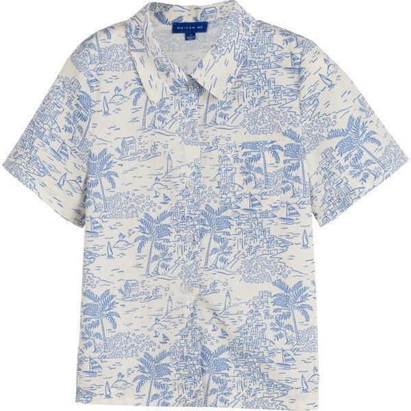 Oliver Button Front Shirt, Seascape Toile | Maisonette
