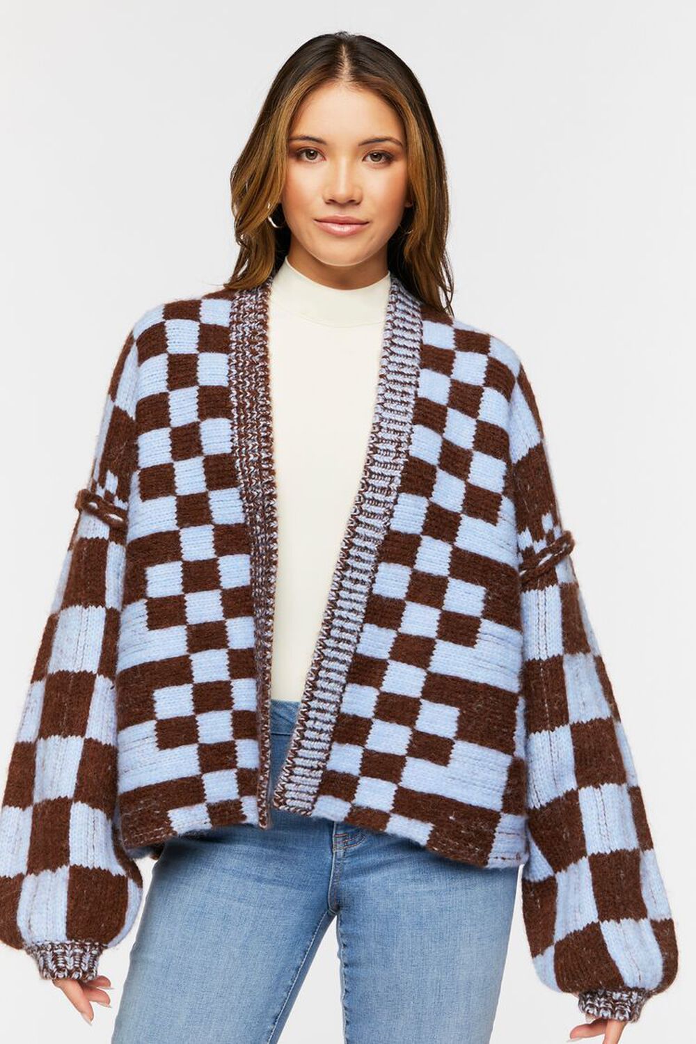Chunky Checkered Cardigan Sweater | Forever 21 (US)