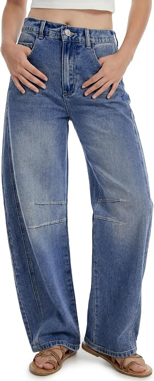 SEVEGO Womens Tall 30/32/34 Barrel Jeans Vintage Wide Leg Mid Rise Baggy Y2k Cropped Relax Fit De... | Amazon (US)