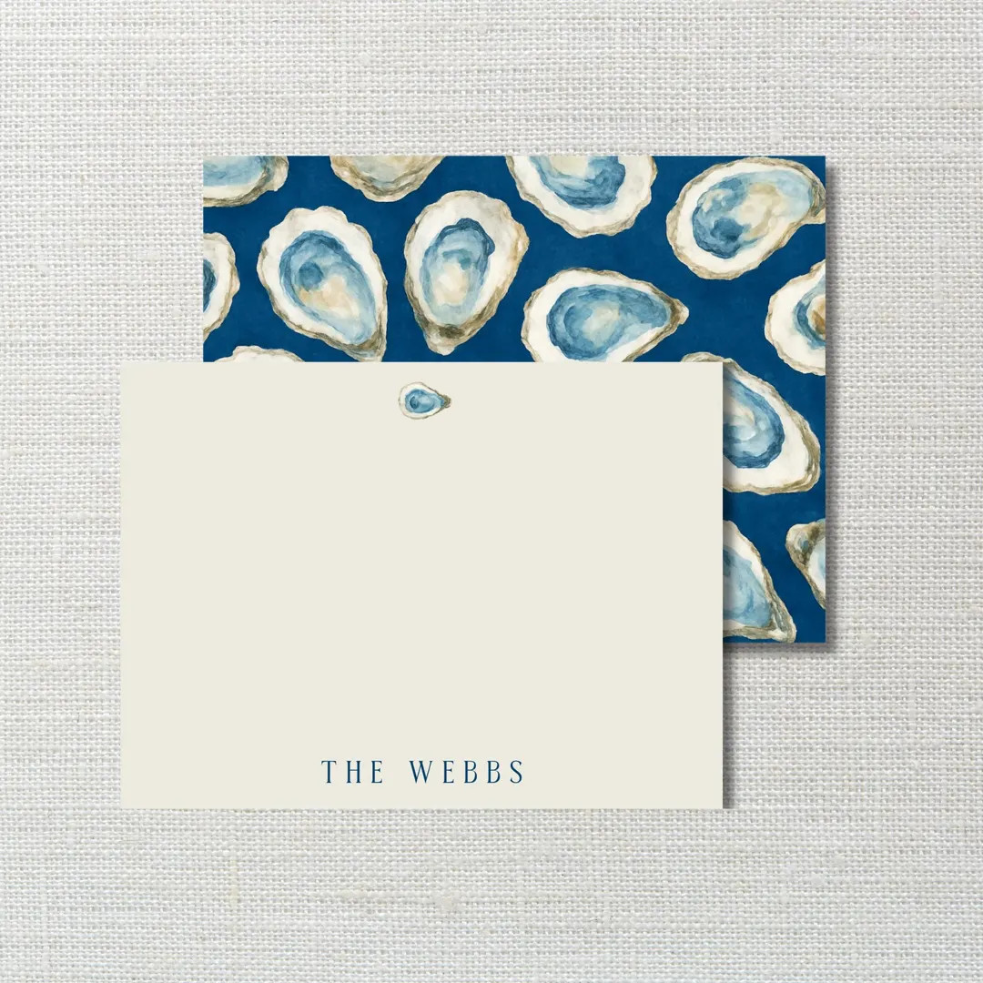 Coastal Oyster Stationery Set | Custom Note Cards A2 or A7 | Watercolor Beach Stationary | Etsy (US)
