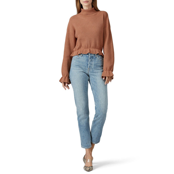 Minkpink All My Friends Frill Sweater brown | Rent the Runway
