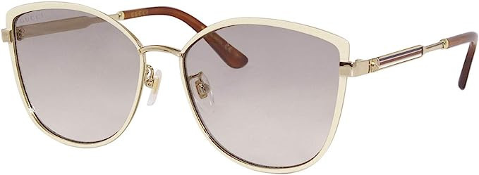 Gucci GG 0589SK 003 Ivory Gold Metal Cat-Eye Sunglasses Grey Gradient Lens | Amazon (US)