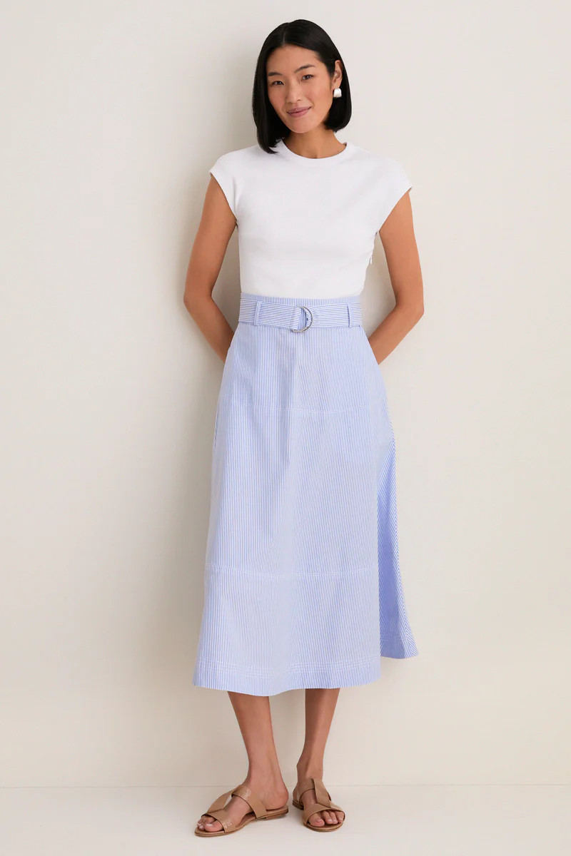 Blue and White Stripe Belmar Mixed Media Dress | Tuckernuck (US)