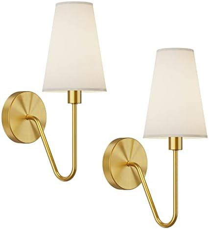 Electro bp;Single Head Classic 1 Light Wall Sconce Lighting Fixture Gold with Beige White Linen F... | Amazon (US)