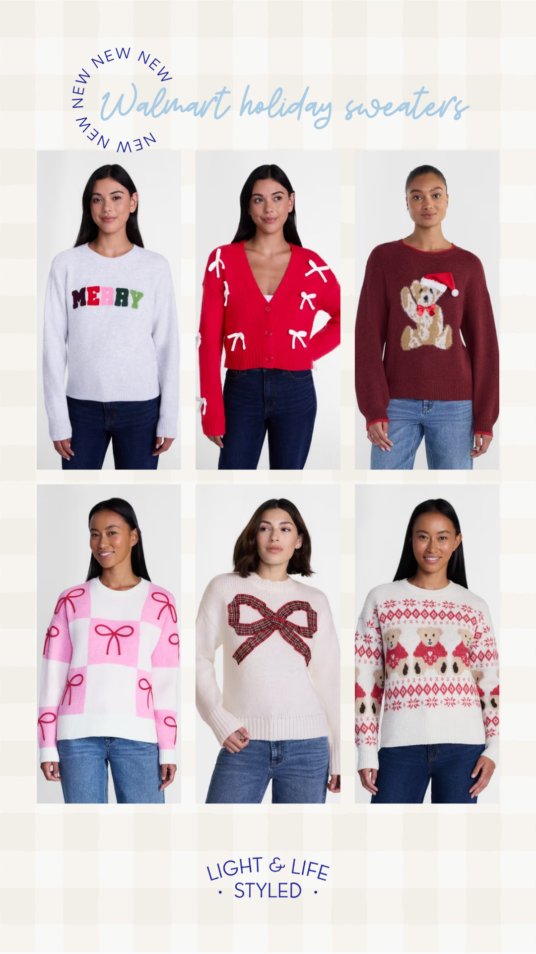 Walmart Christmas sweaters that are adorable and affordable! How cute are these finds from Walmart? These designs are unique and all the sweaters are super comfy. Love the bow details, the teddy bears, and bright colors that are trending this year. These will sell-out quick so RUN! Walmart holiday finds, holiday sweaters, Christmas finds 

 #LTKSeasonal