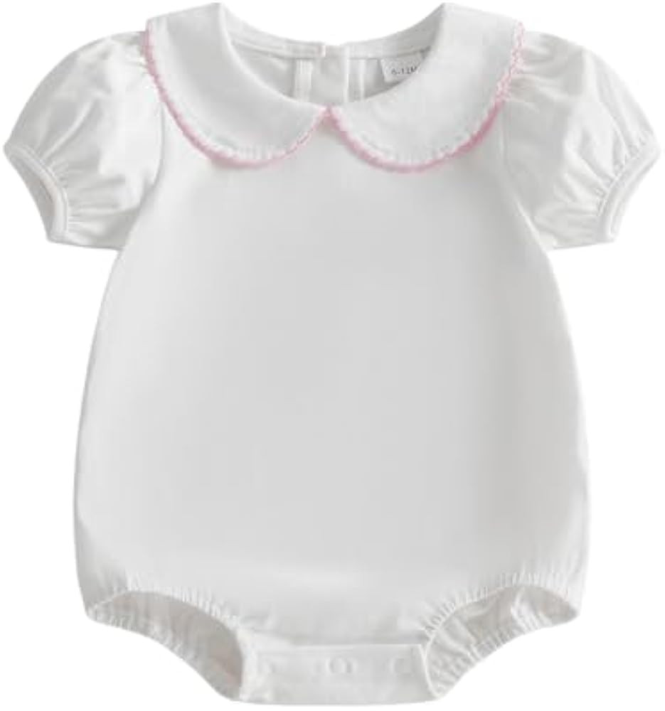 Baby Boy Girl Bubble Romper Infant Short Sleeve Collar Romper Oversize T-shirt Cotton Bodysuit To... | Amazon (US)