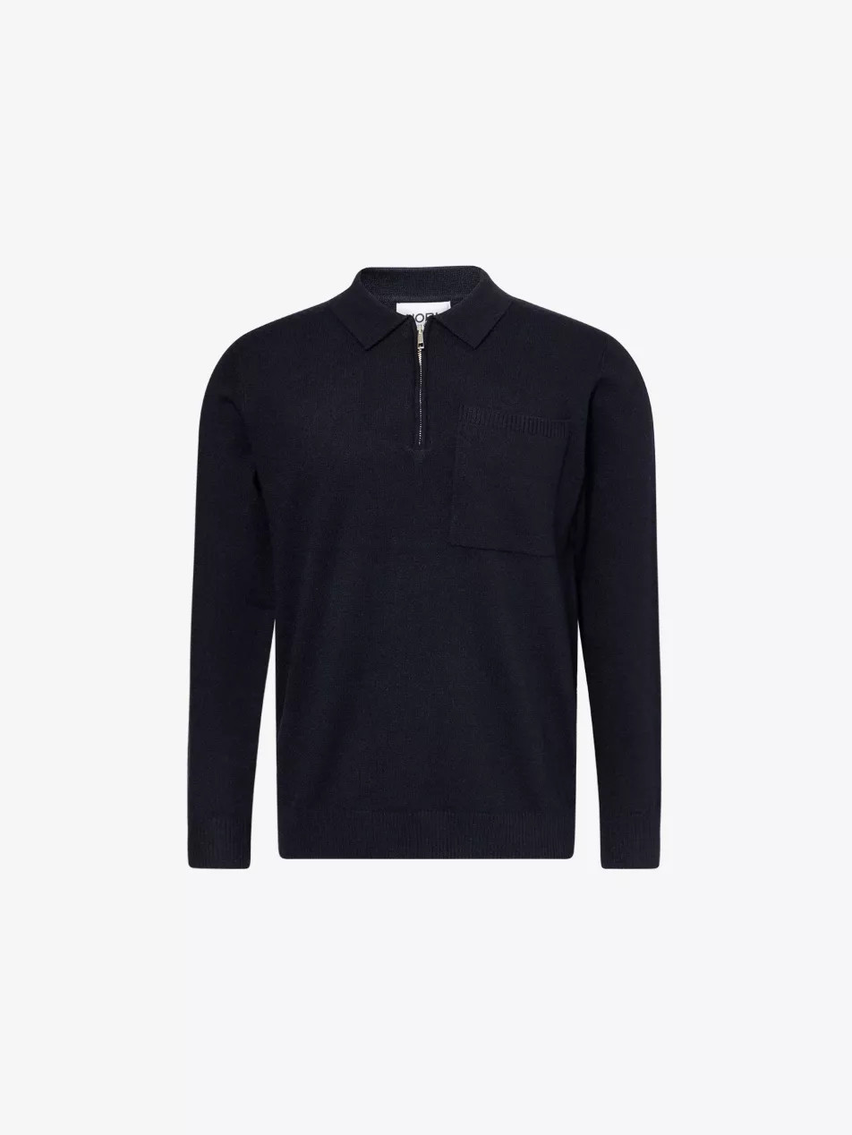 Patch-Pocket Quarter-Zip Knitted Polo Shirt | Selfridges