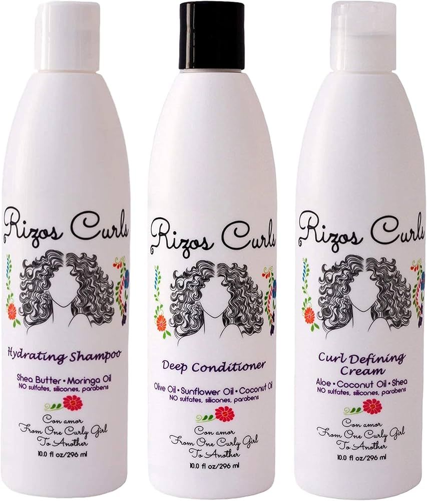 Rizos Curls Hydrating Shampoo, Deep Conditioner & Curl Defining Cream for Hair Products - Intense... | Amazon (US)