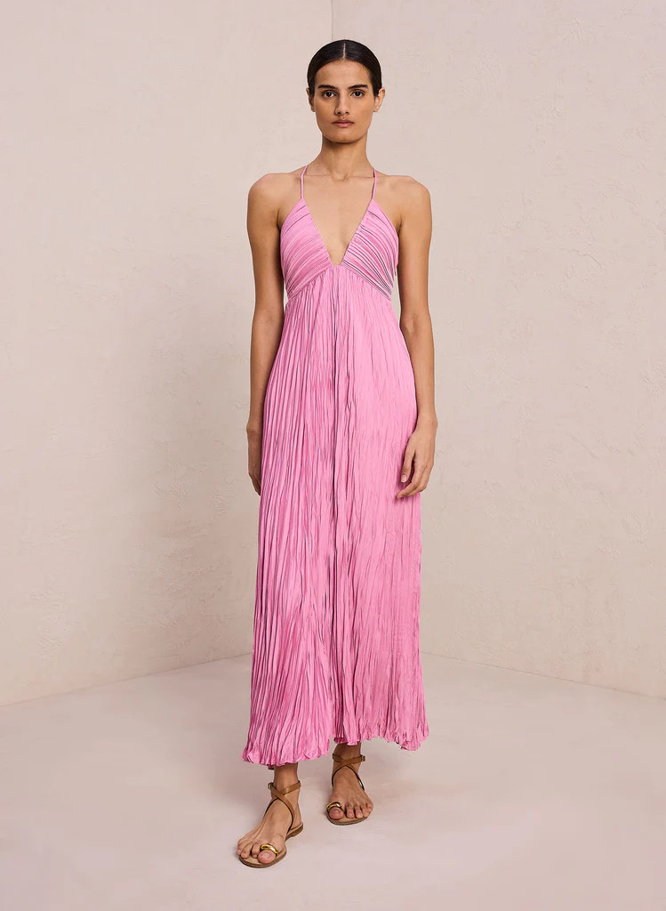 Angelina Satin Pleated Dress | A.L.C