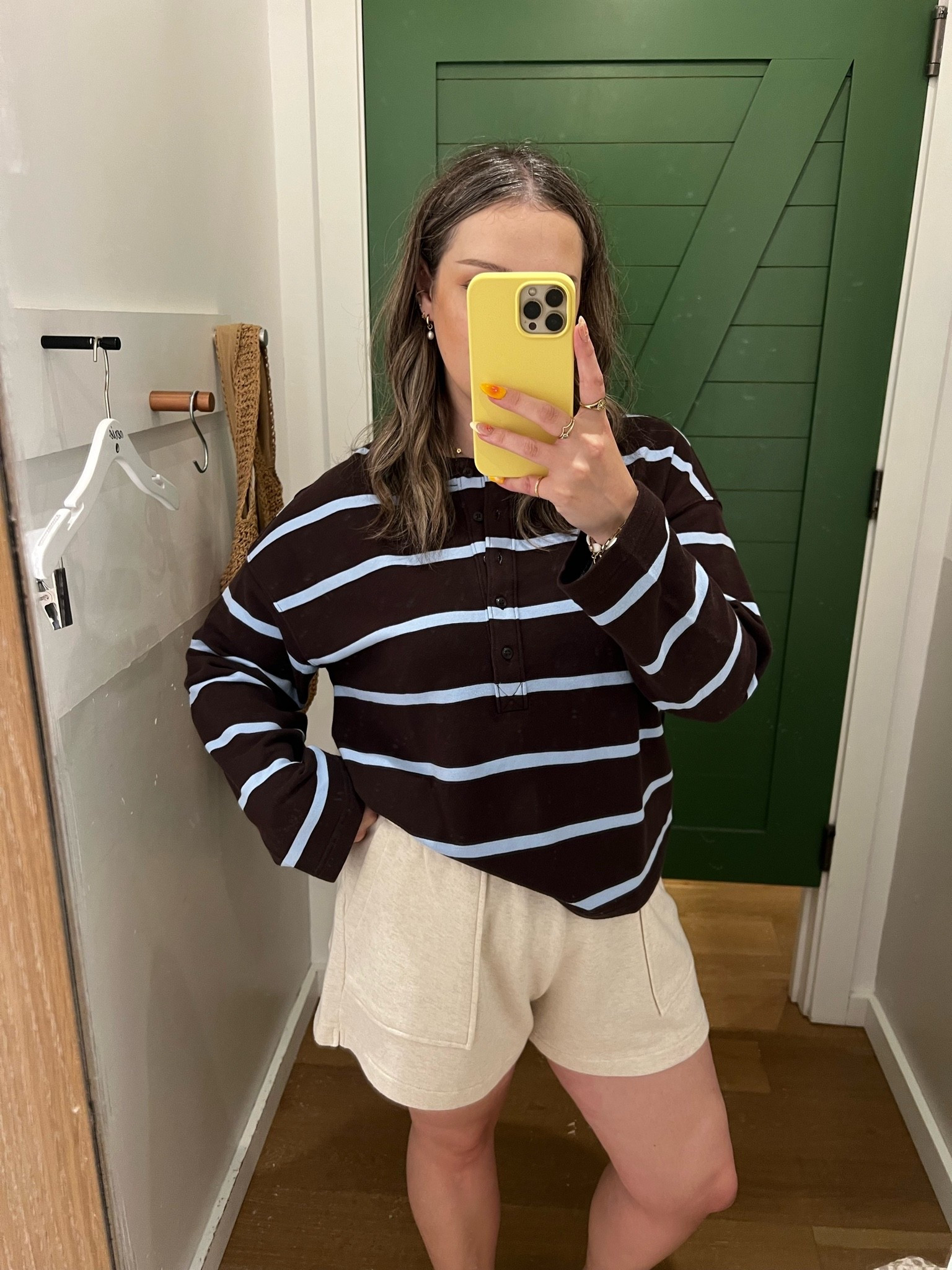 Tried on comfies at aerie! Love the colors in this striped top (so perfect for heading into fall!), I’m in a medium. In a large in the shorts!

#LTKsale #LTKmidsize