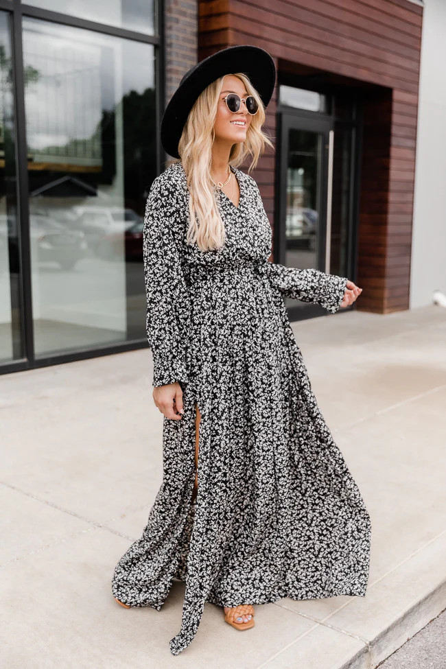 Stealing the Night Black Floral Maxi Dress FINAL SALE | Pink Lily