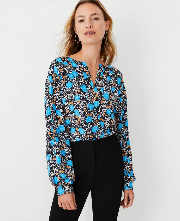 Floral Seamed Split Neck Popover | Ann Taylor (US)