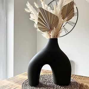 Black Vases Home Decor, Large Black Vase, Black Ceramic Vase, Boho Vase, Decorative Vase, Modern ... | Amazon (US)