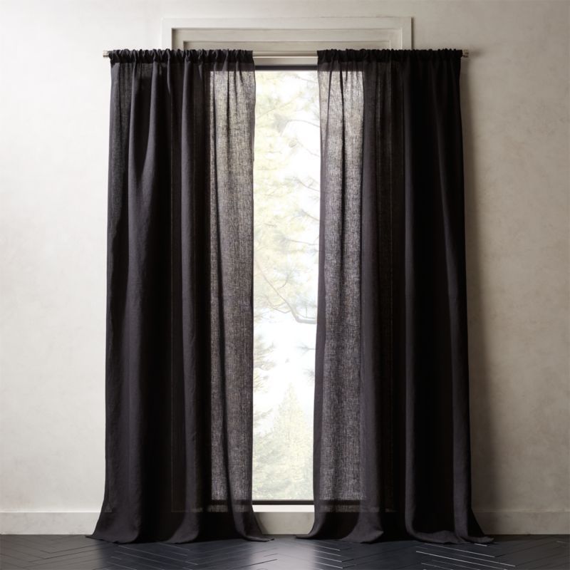 Modern Black Linen Window Curtain Panel 48"x120" + Reviews | CB2 | CB2