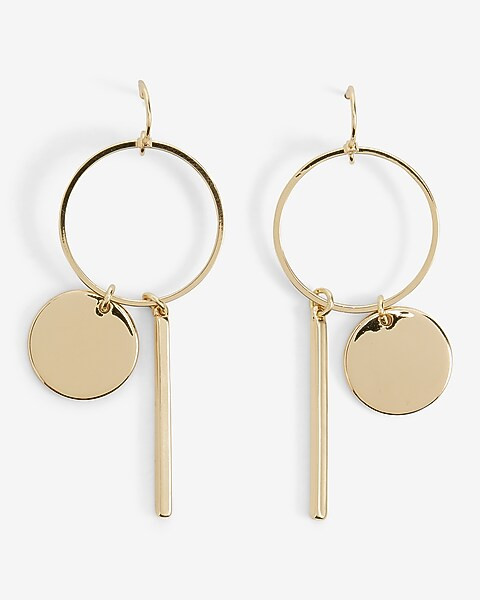 Circle & Bar Charm Drop Earrings | Express