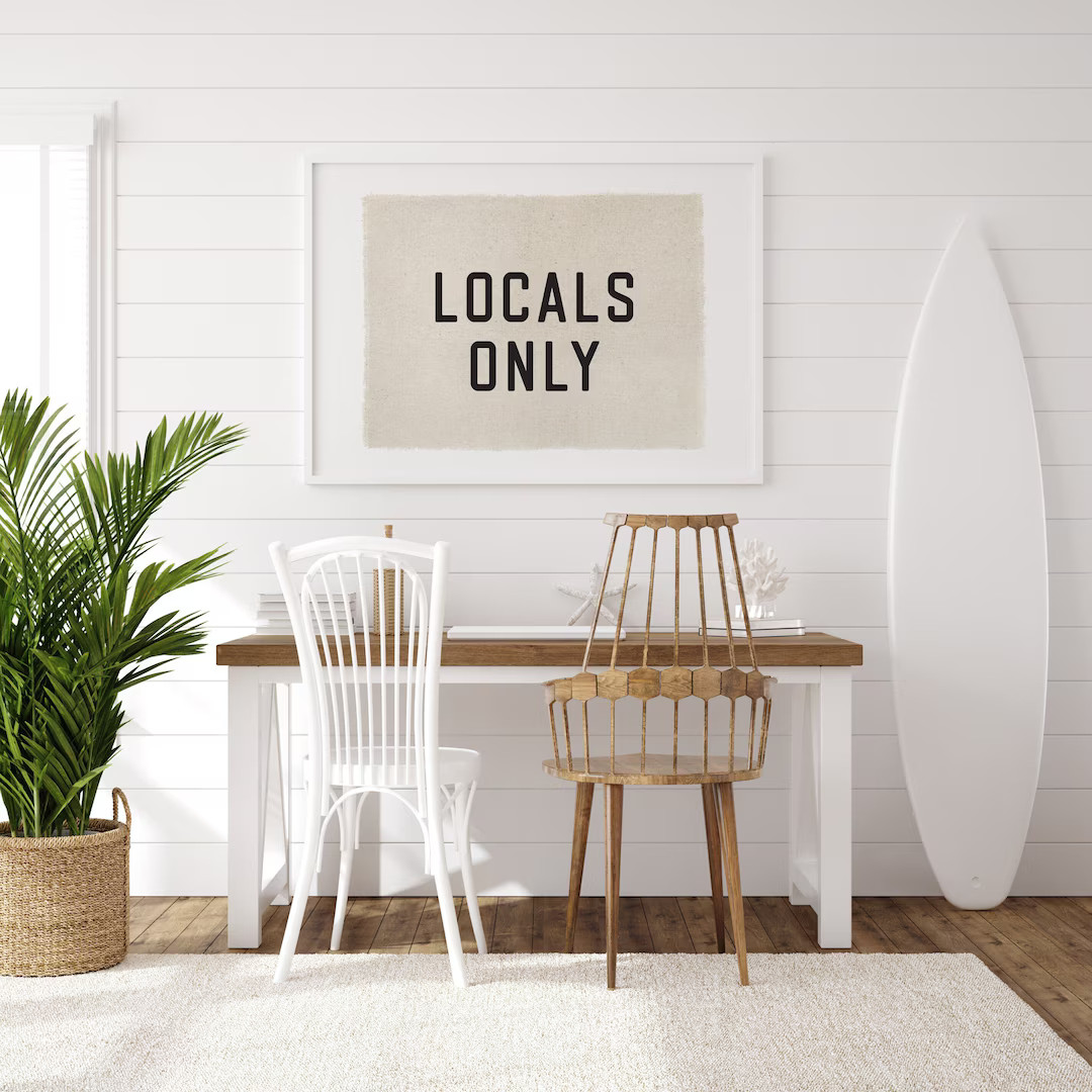Beach Wall Art, Locals Only Canvas Poster, Surf Tapestry Flag, Coastal Wall Decor Banner - Etsy | Etsy (US)