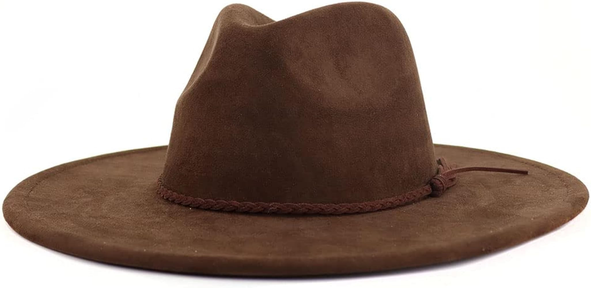 Big Wide Brim Fedora Hats for Women Men Western Suede Hat Large Felt Panama Hat Rancher Hat | Amazon (US)