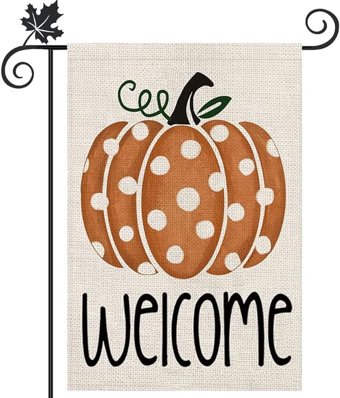 Fall Garden Pumpkin Flag Double Sided, Welcome Outdoor Decor 12.5 x 18 Inch, Yard Decorations for... | Amazon (US)