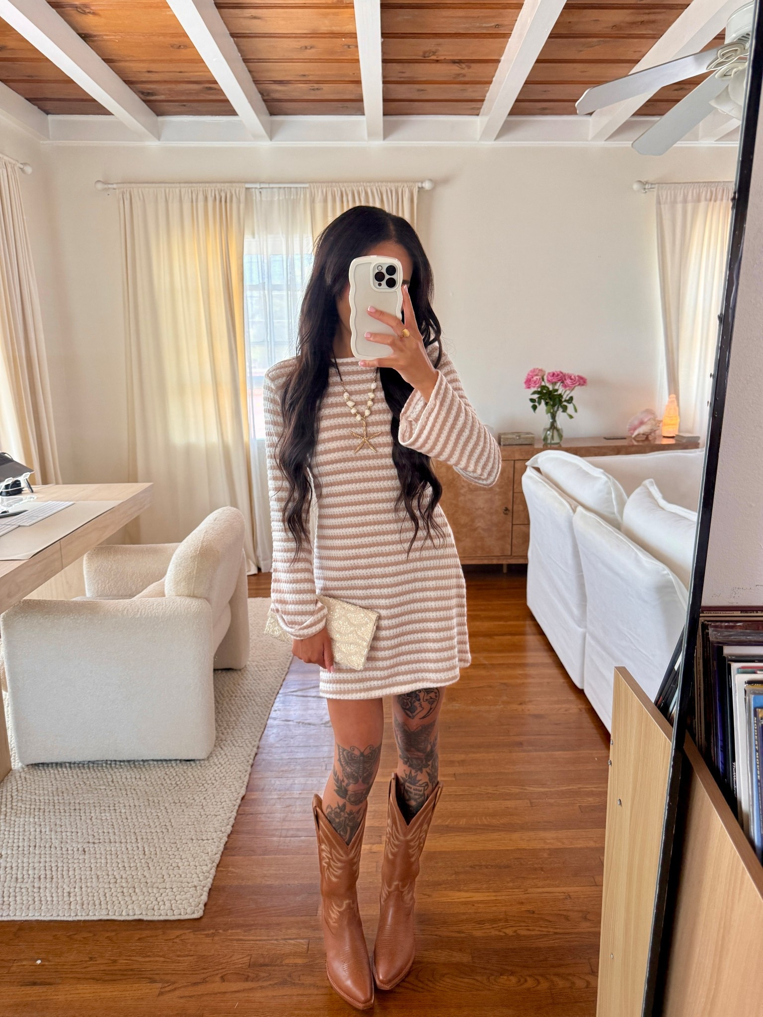 🤎 Stripes + boots = coastal cowgirl perfection 🤎 This cozy knit dress paired with classic caramel cowboy boots is the ultimate effortless vibe for summer sunsets by the shore or brunch with your besties. Shop the whole look to channel this laid-back western energy! #CoastalCowgirl #LTKStyle #SummerLooks

#LTKFindsUnder100 #LTKStyleTip #LTKSeasonal