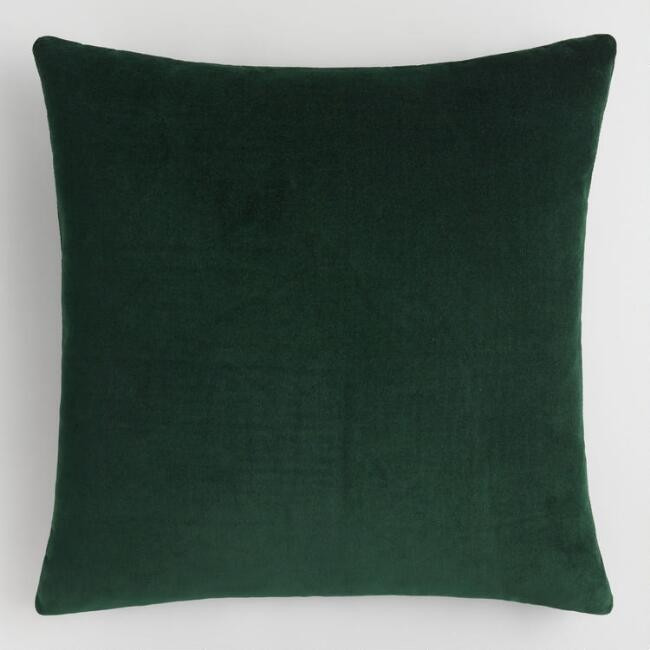 Forest Green Velvet Throw Pillow | World Market