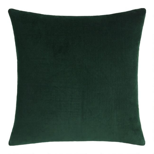 Forest Green Velvet Throw Pillow | World Market