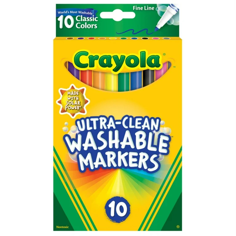 Crayola Ultra-Clean Washable Markers, Fine Line, 10 Ct, School Supplies for Kids and Teachers, Gi... | Walmart (US)